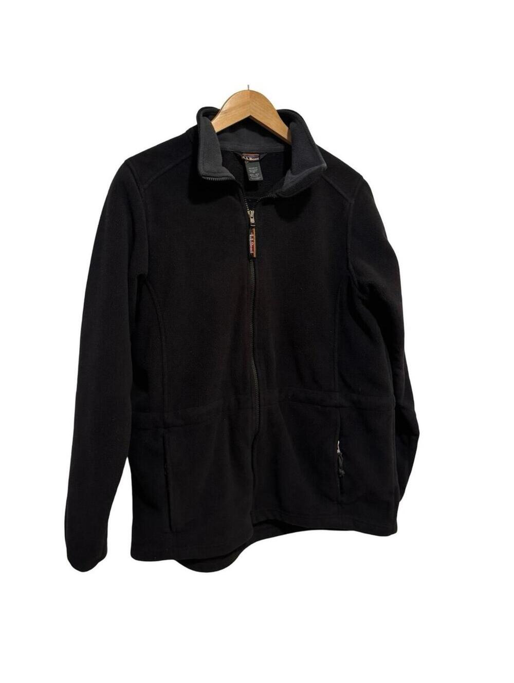 Vintage LL Bean Windbloc Series Fleece Jacket Black womens med reg soft full zip